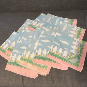 Lot Of 16 Vintage Springtime Easter Cloth Napkins
